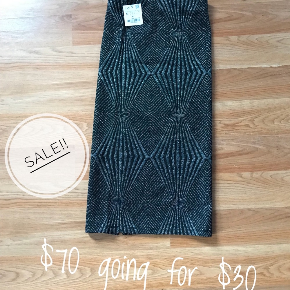 Zara Black and Silver Pencil Skirt/ Slit $15!